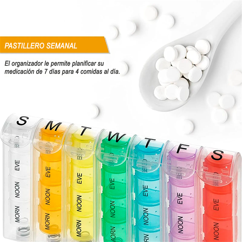 Pastillero Organizador Semanal 4 Tomas Diarias X 7 Dias-6