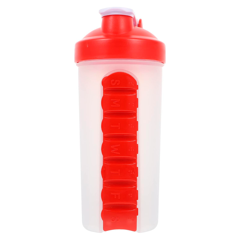 Botella De Agua 600ml + Pastillero Organizador Semanal Rojo-3