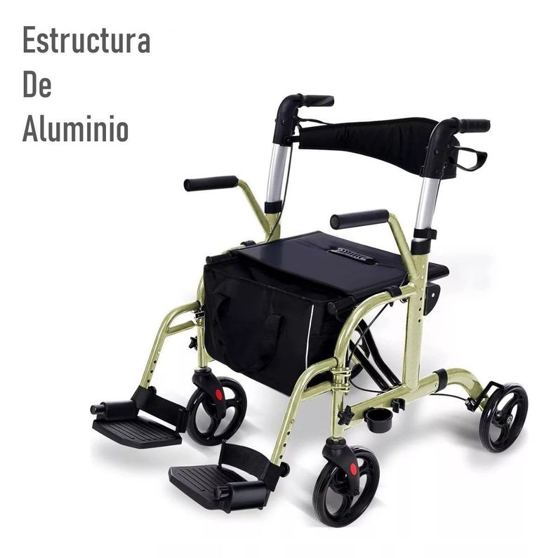Andador 4 Ruedas Plegable 2 En 1 Silla De Ruedas Apoyabrazos Oneder-3