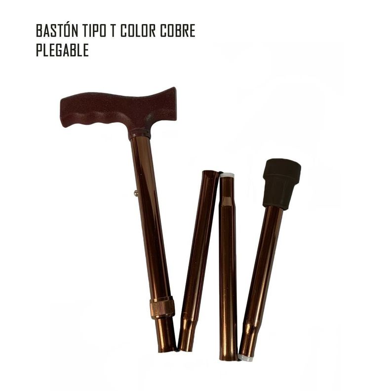 Bastón Plegable Ortopédico de Bronce Regulable En Altura Mango T-3