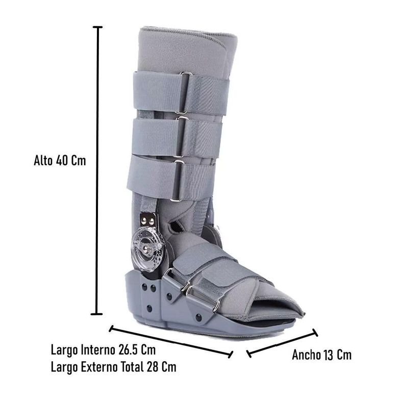 Bota Ortopedica Larga Gris Con Rom Angulo Regulable Talla M-2