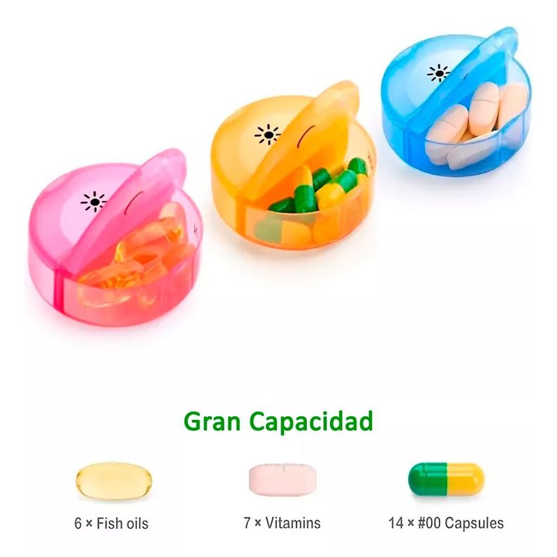 Pastillero Semanal Organizador Portátil 2 Tomas 7 Dias Blanco-3
