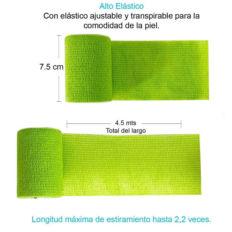 Venda Autoadherente Compatible Con Coban 7.5cmx4.5mt - 1 Verde-1