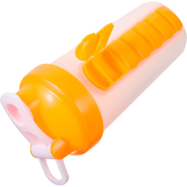 Botella De Agua 600ml + Pastillero Organizador Semanal Amarillo-4