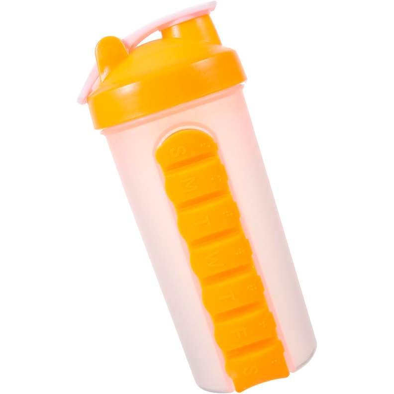 Botella De Agua 600ml + Pastillero Organizador Semanal Amarillo-5
