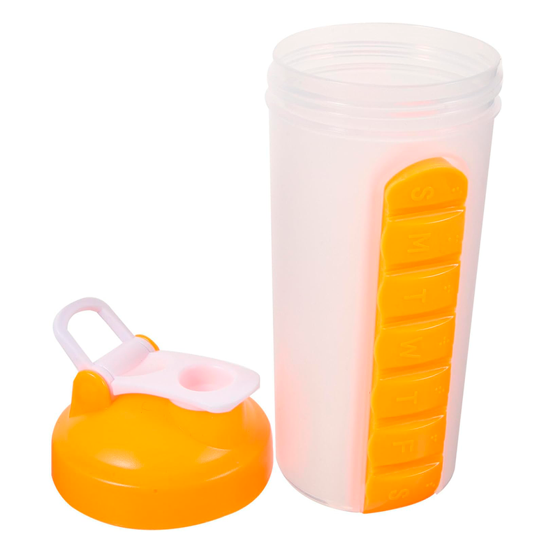 Botella De Agua 600ml + Pastillero Organizador Semanal Amarillo-0