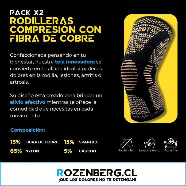 Rodillera de compresión con fibra de Cobre Rozenberg - 1 Par-5