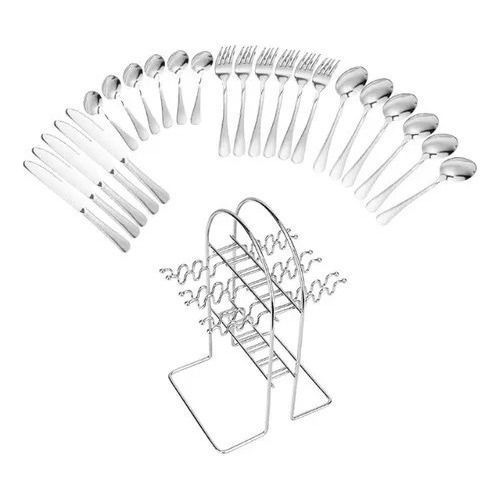 Set De Cubiertos 24 Piezas Con Soporte Acero Inoxidable-4