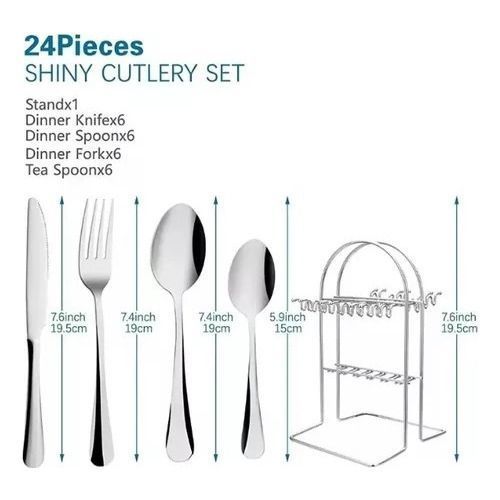 Set De Cubiertos 24 Piezas Con Soporte Acero Inoxidable-1