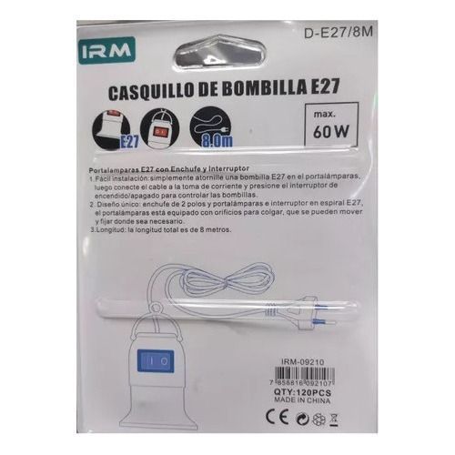 Soquete E27 Con Interruptor Cable 8 Metros Con Enchufe-1