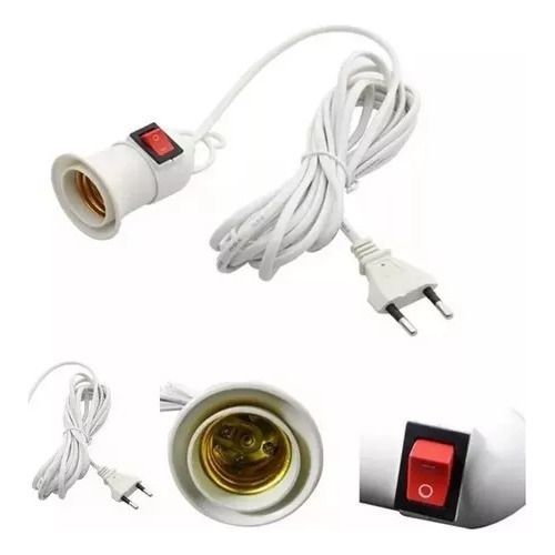 Soquete E27 Con Interruptor Cable 8 Metros Con Enchufe-0