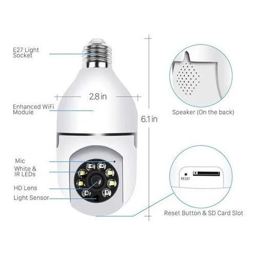 Camara Ampolleta Wifi Camara Seguridad Celular Exterior 360-0