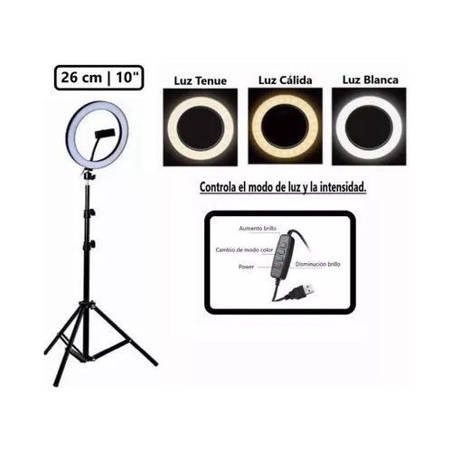 Aro De Luz 26cm Con Tripode 2mtr Selfie Ring Light Pedestal-4