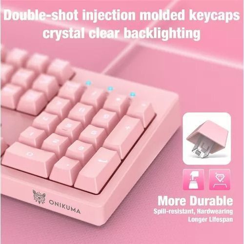 Kit Gamer Rosado Onikuma Teclado G25 Led + Mouse Rgb Cw905-3