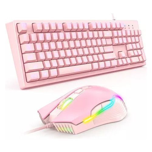 Kit Gamer Rosado Onikuma Teclado G25 Led + Mouse Rgb Cw905-0