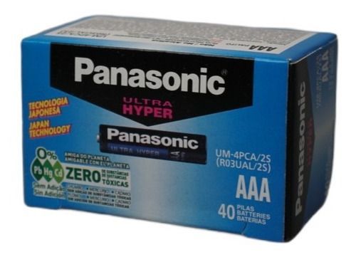Pilas Aaa Panasonic Caja 40 Unidades Ultra Hyper De Carbon Zinc R03-0