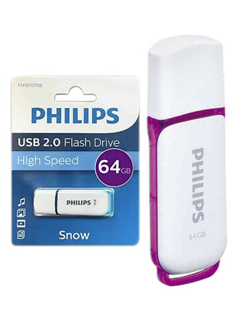 Pendrive Usb Philips Snow 64gb 2.0 Color Blanco-1