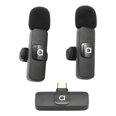 Kit Microfonos Solapa Inalambricos Usb C Smartphone Audiolab color negro