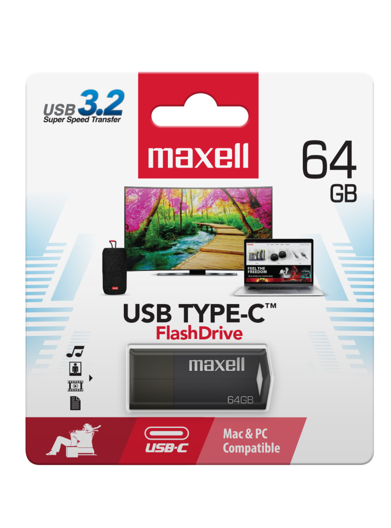 Pendrive Maxell Usbtc Tipo C 64gb 3.2 Negro-1