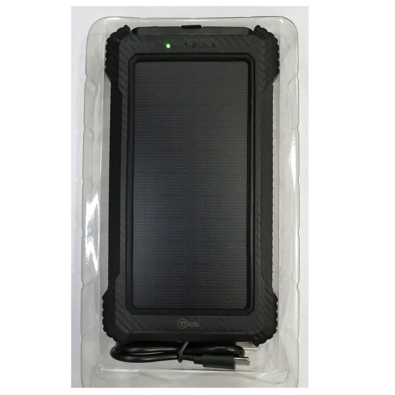 Power Bank Carga Solar 10000mah Negro Batería Externa Mlab-1