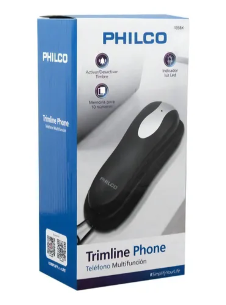 Telefono Modelo Tipo Gondola Fijo Sobremesa O Pared Philco Color Negro/plata-0