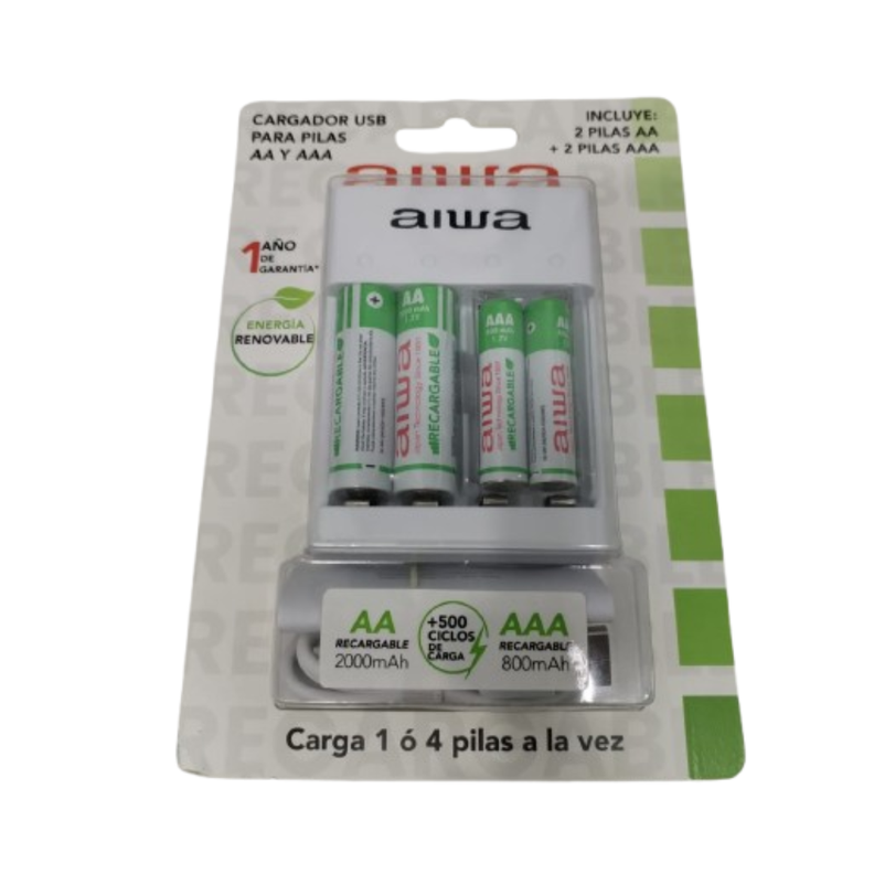 CARGADOR DE PILAS AA Y AAA AIWA DC 5V 1 5A 5 VCC 1 5A BLANCO