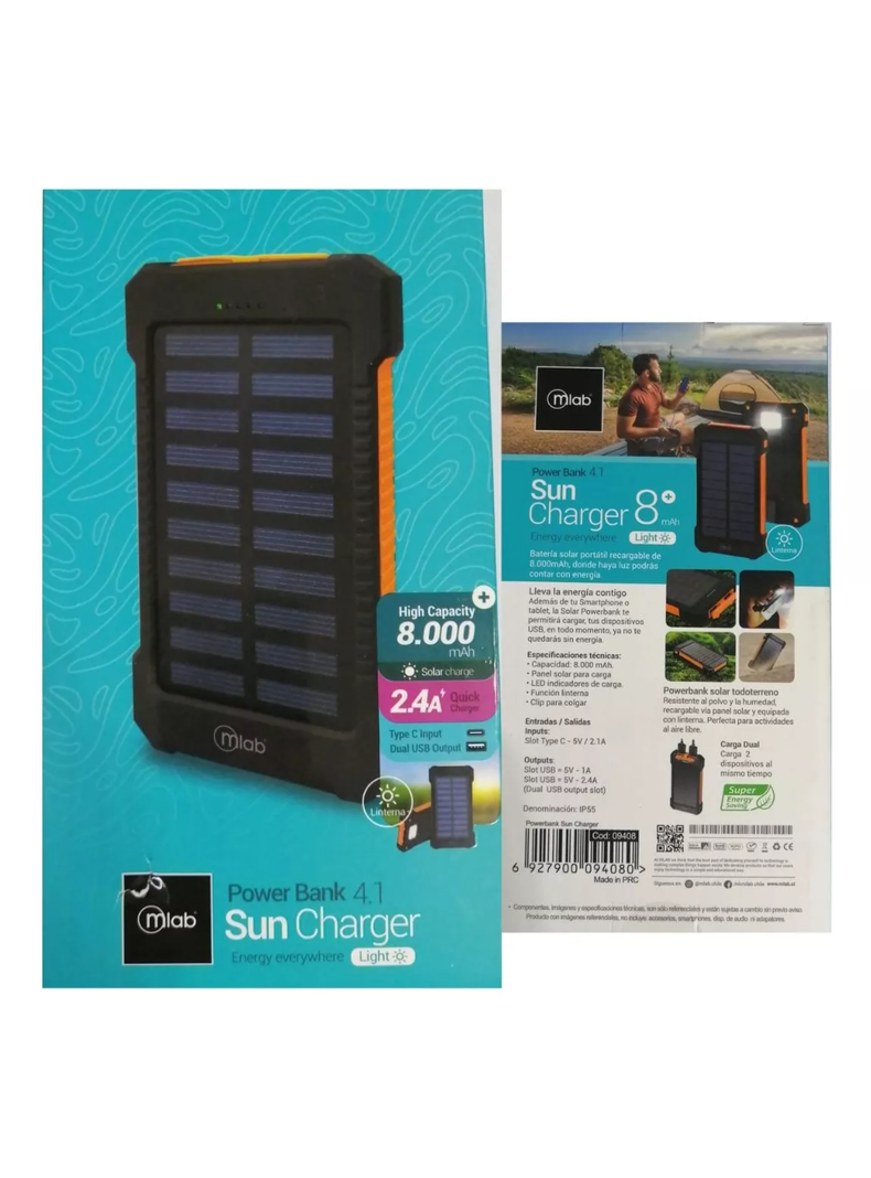Bateria Externa Powerbank Solar Microlab 8000 Mah Negro-3