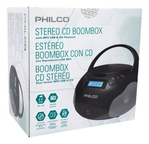 Radio Portátil Boombox Stereo Sound Cd Y  Mp3 Philco-4