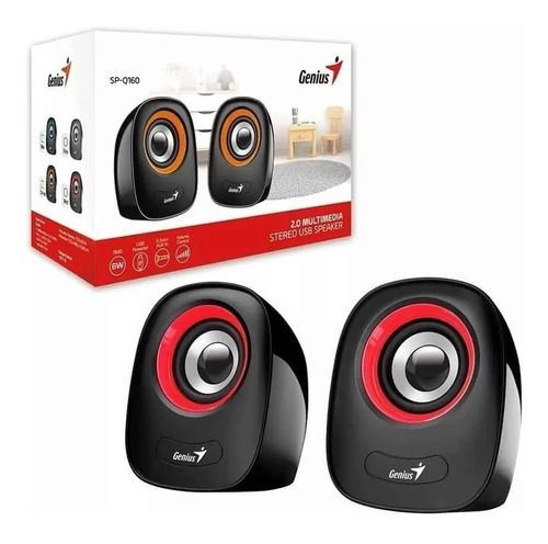Parlante P/pc Altavoces Stereo Usb2.0 6w Negro C/rojo Genius-1