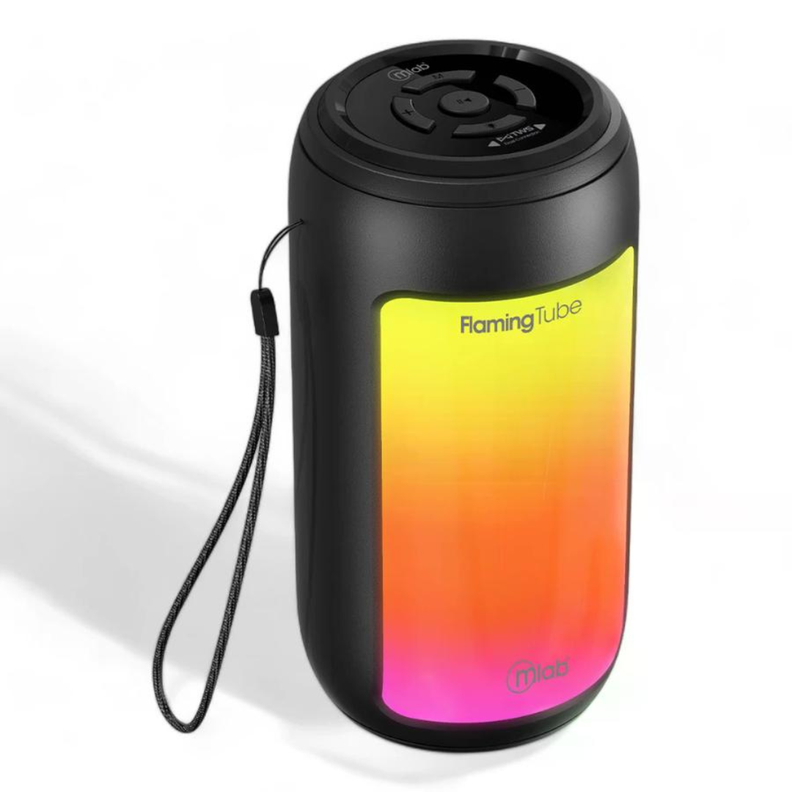 PARLANTE PORTATIL MICROLAB SPEAKER FLAMING TUBE BASS 09289 NEGRO