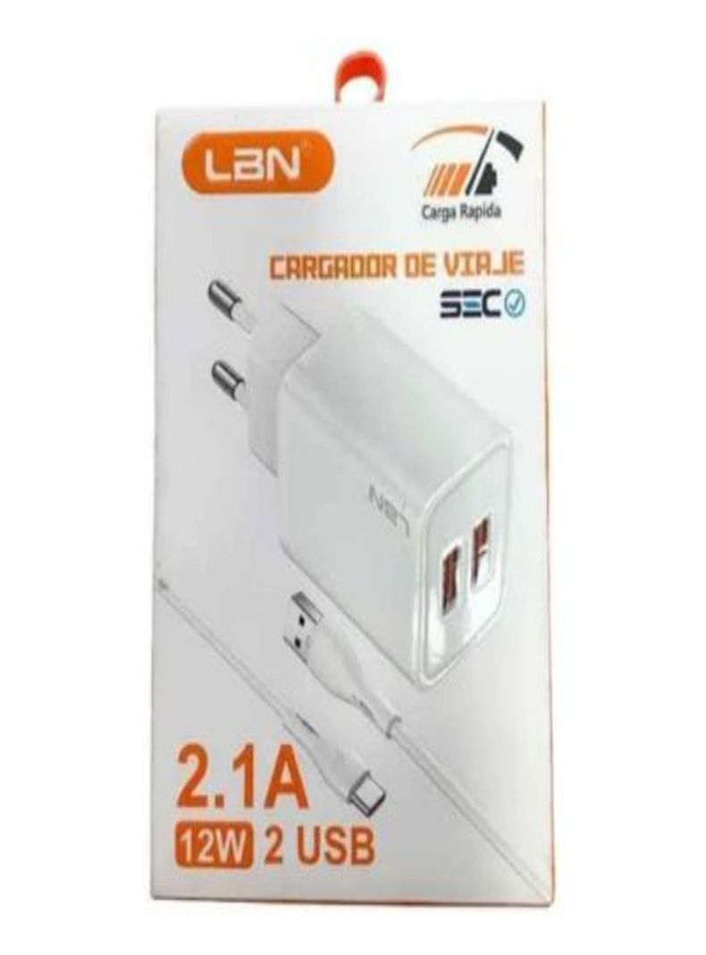 Cargador De Viaje Lbn Lbch14-tc Para Una Carga Increible Blanco