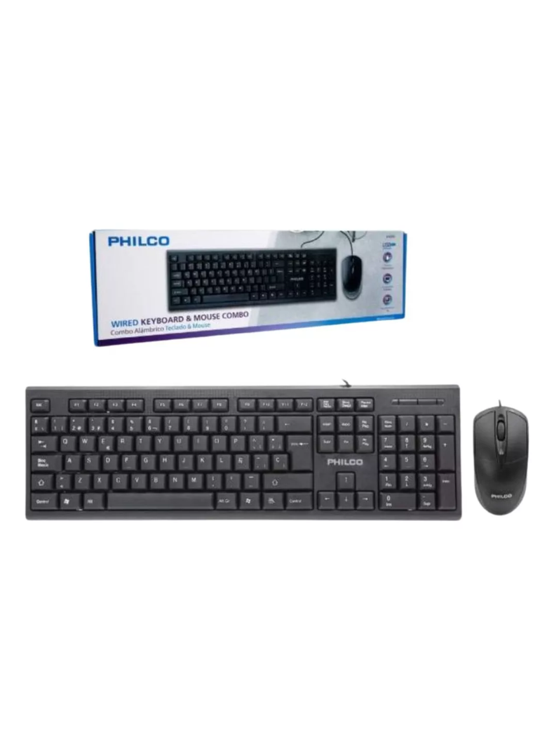 Kit Teclado Mouse Alambrico Philco K4500-1