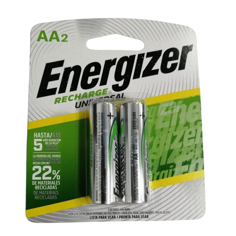 PILA RECARGABLE AA*2 ENERGIZER POTENCIA DURADERA -0