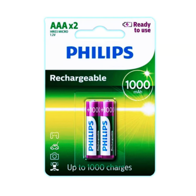 Philips Pila Recargable  Ready Aaa 1000 Mah  2 Pcs-1