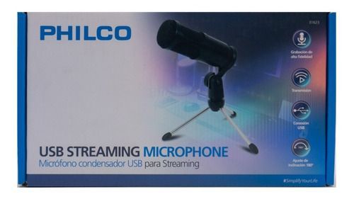 Micrófono De Condensador Philco Streaming Usb Negro Tripode-3