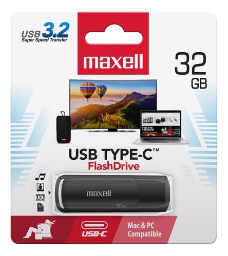 Pendrive Maxell Usbtc Tipo C 32gb 3.2 Negro-1