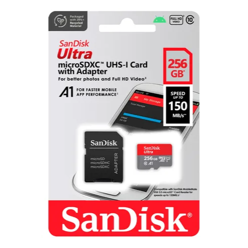 Micro Sd Sandisk Ultra 256 Gb Sdsquac-256g A1 U1 Ultima Gen. 150mb/s-0