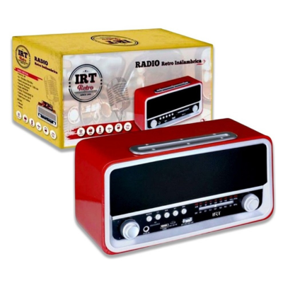 Parlante Retro Irt 06 Vintage Recargable Bt Radio Aux Sd Red-1