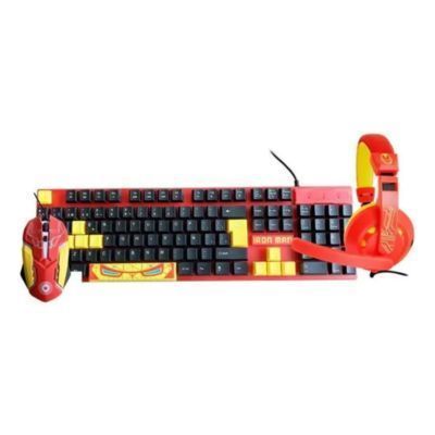 Kit Gamer Marvel Iron Man 3 En 1 Teclado Mouse Audifonos Rojo