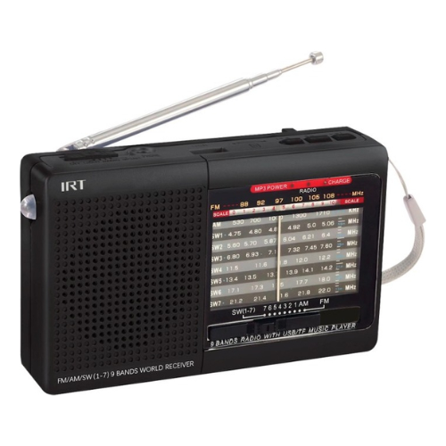 Radio Irt Am/fm/sw/usb/msd 9 Bandas Recargable Negra Negro [ 1 ]