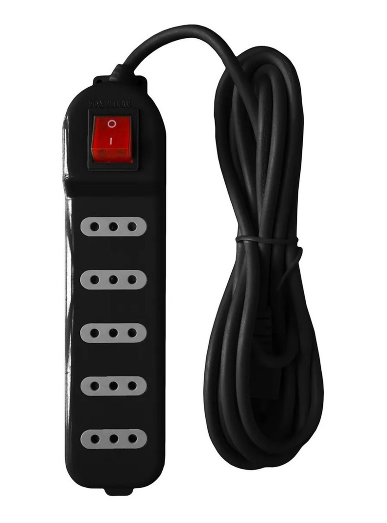 Alargador Zapatilla Con Switch Macrotel 5 Posiciones Negro-0