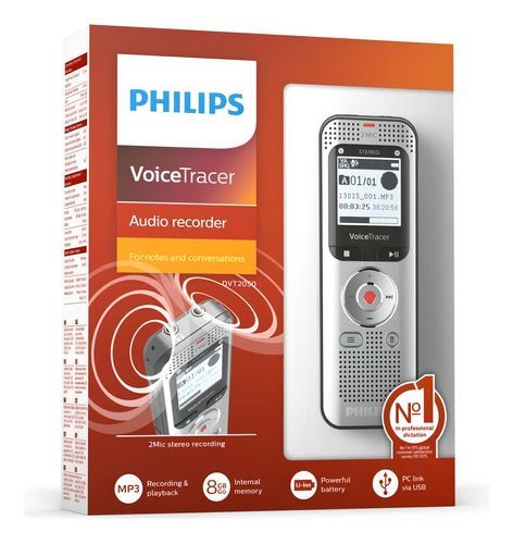 Grabadora De Audio Philips Voicetracer Dvt2050 8gb Color Gris-3