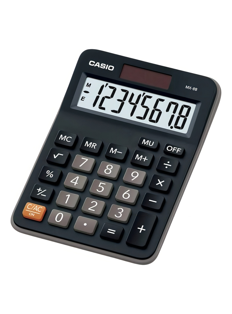 Calculadora De Sobremesa Casio Mx 8b W Dc Negra Color Negro-0