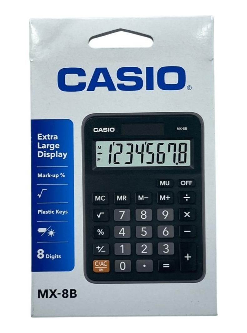 Calculadora De Sobremesa Casio Mx 8b W Dc Negra Color Negro-1