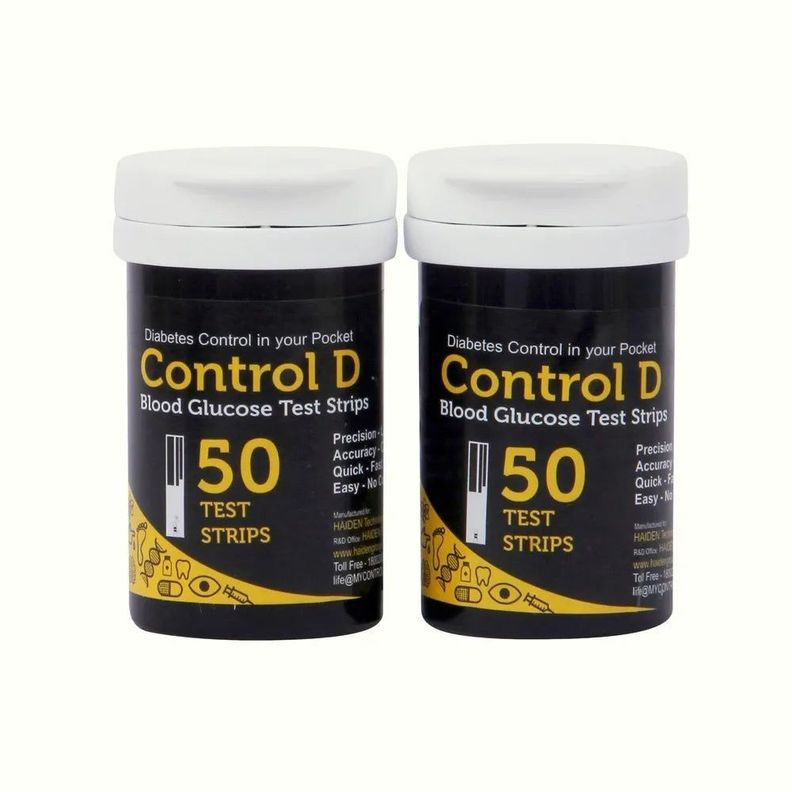 Kit de 100 Tiras Reactivas Glucómetro Control D-2