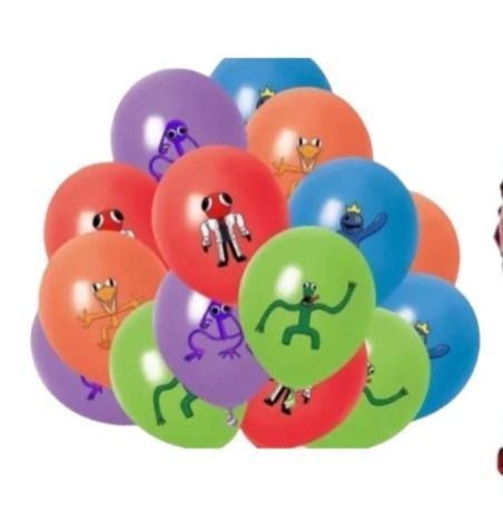 Set de globos mas banderín Rainbow Friends (rosa)-1