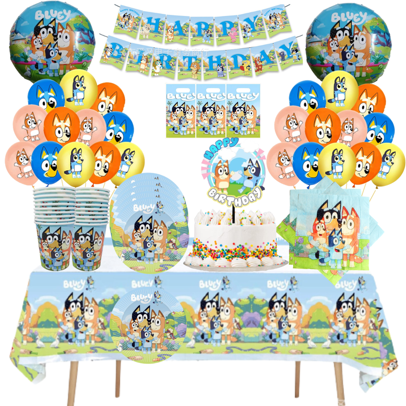 Globos Cotillón Decorativo Cumpleaños Bluey y Bingo modelo 4-0