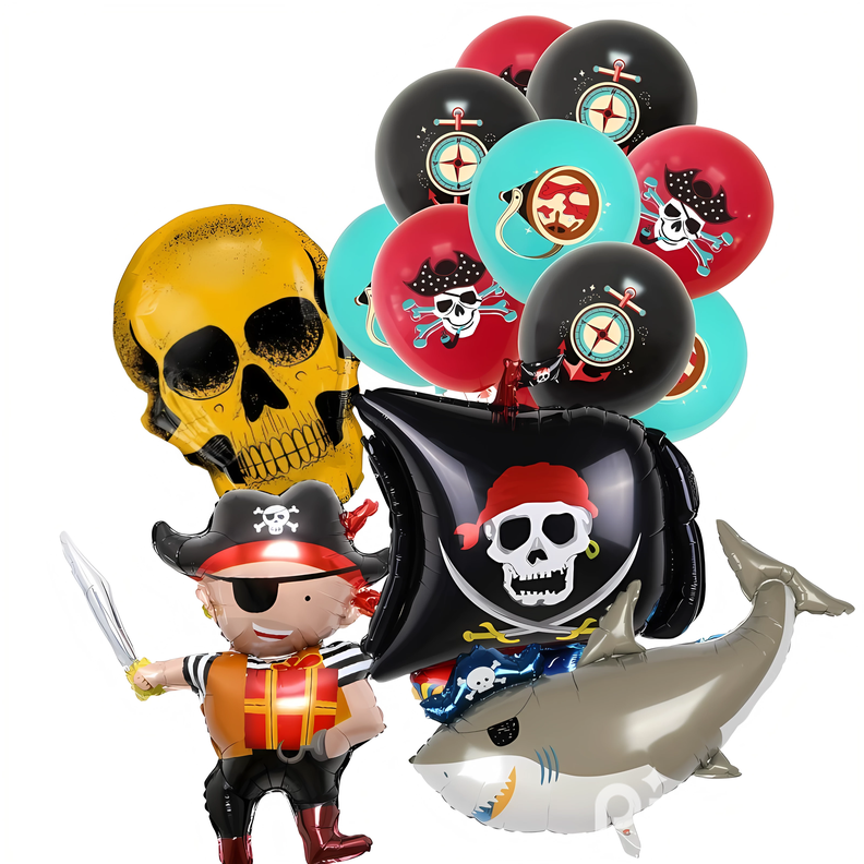 Set Globos Aluminio + latex Cumpleaños Piratas-0