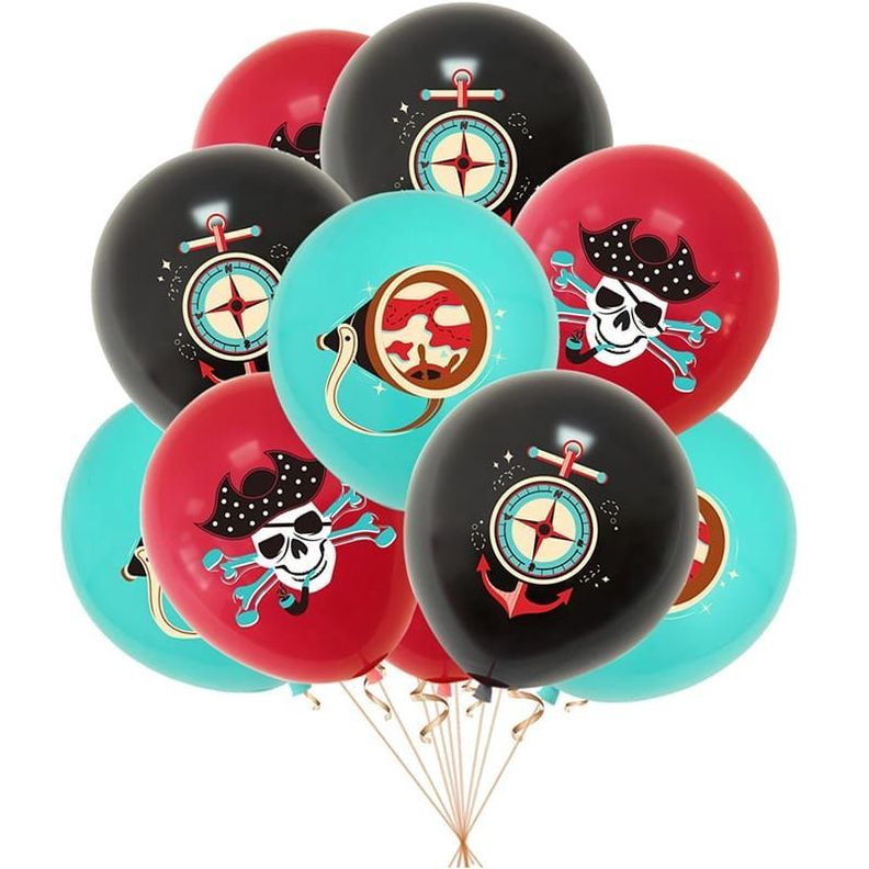 Set Globos Aluminio + latex Cumpleaños Piratas-1