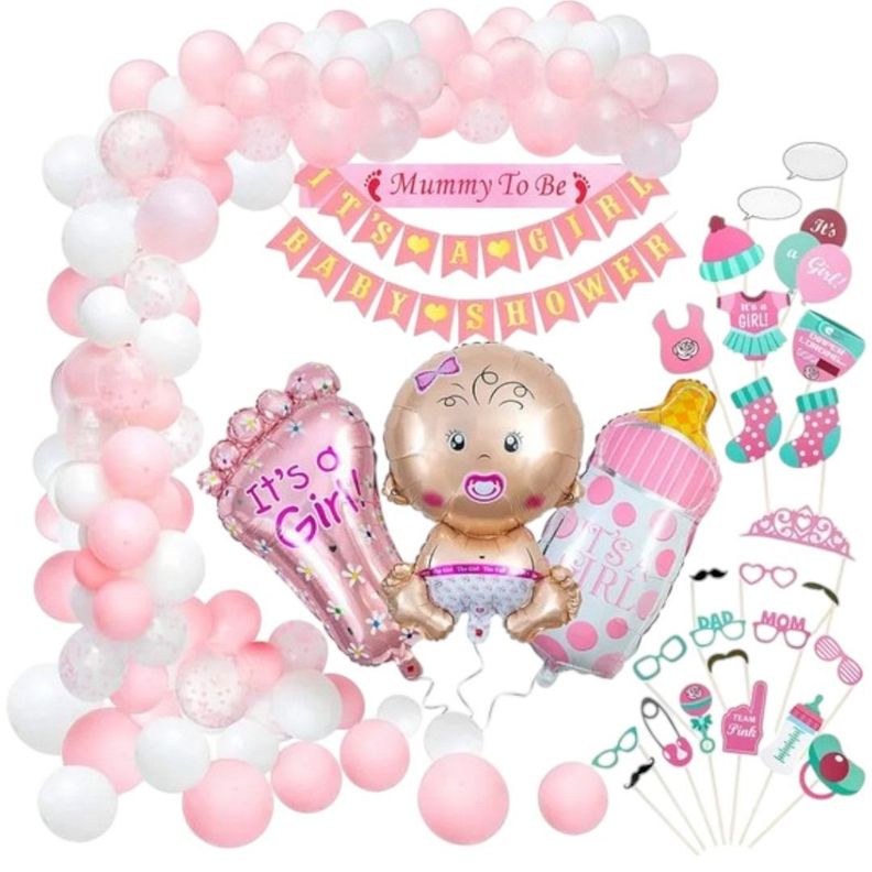 Set de Globos Decorativo para Baby Shower (color Rosa)-0